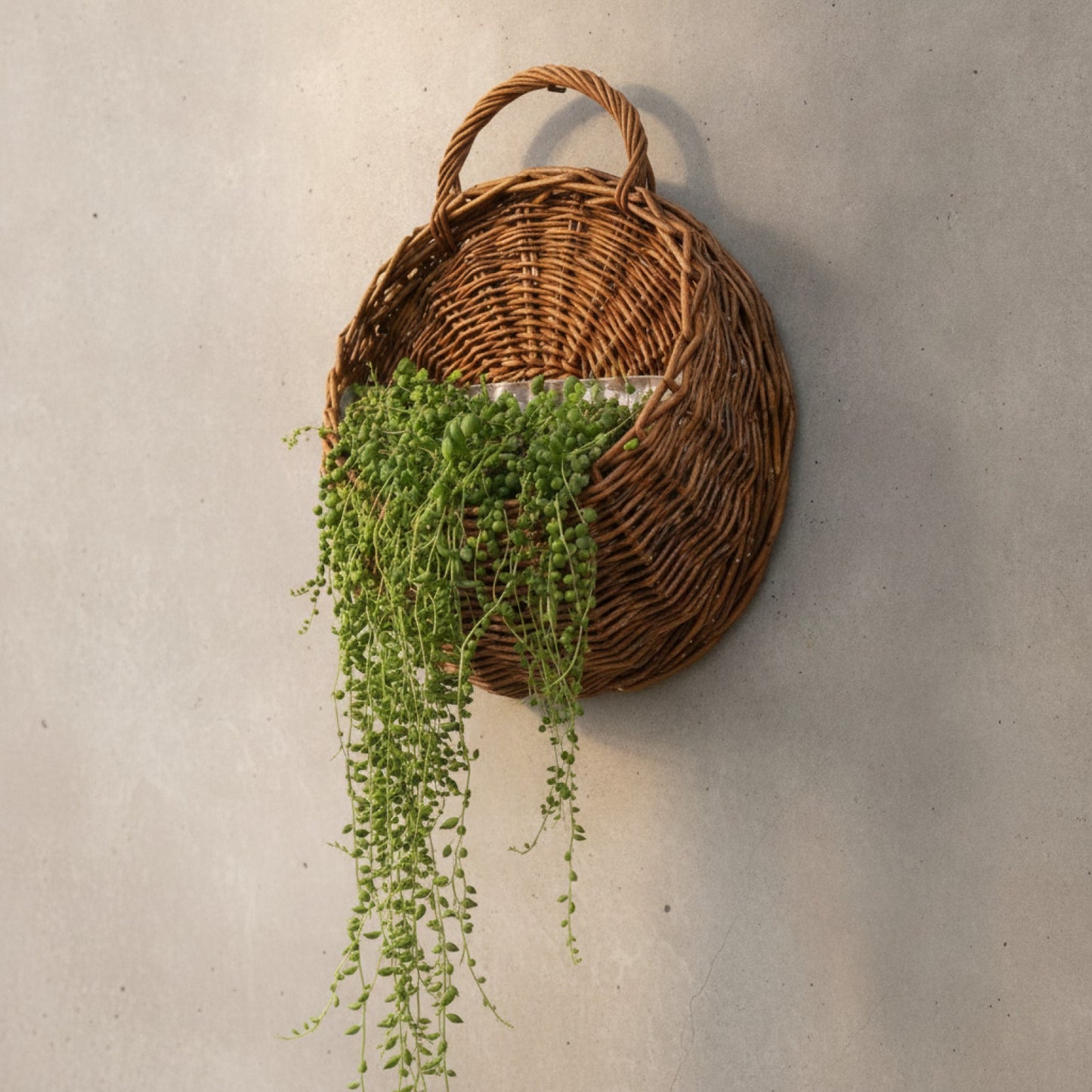Jardinière murale en rotin et osier - Panier suspendu pour plantes