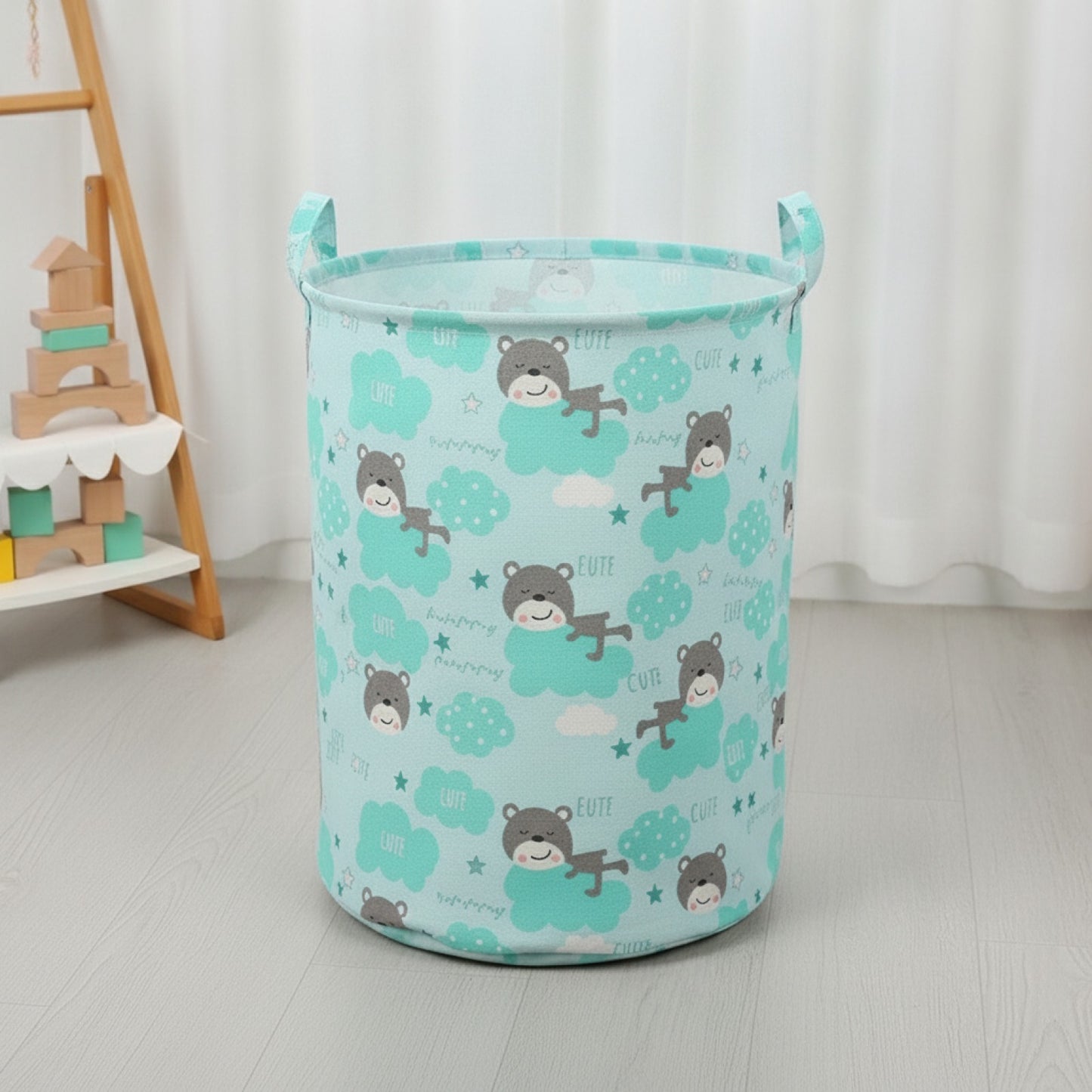 Panier à Linge Pliable Imprimé en Coton et Lin - Grand Sac de Rangement pour Jouets et Vêtements