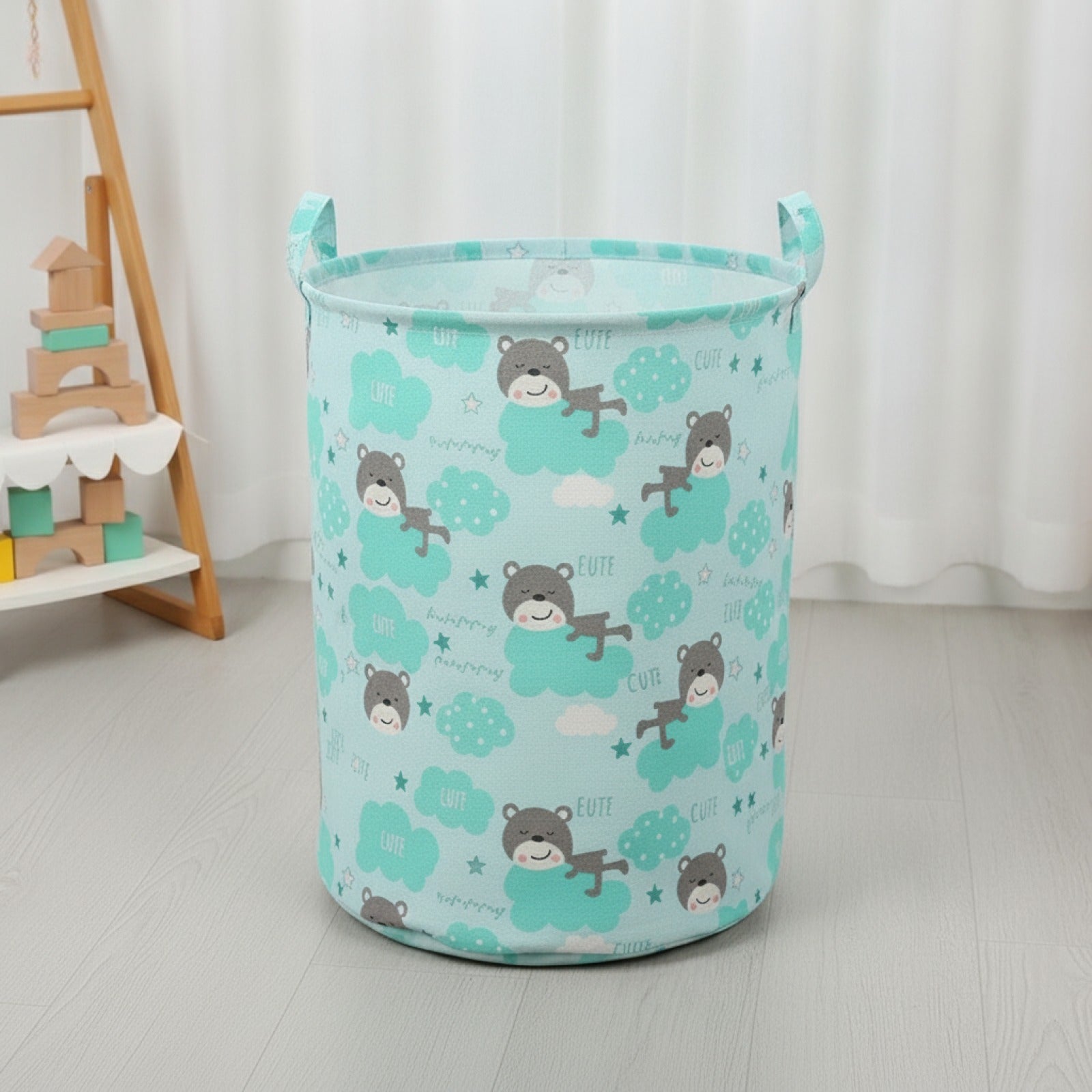 Panier à Linge Pliable Imprimé en Coton et Lin - Grand Sac de Rangement pour Jouets et Vêtements