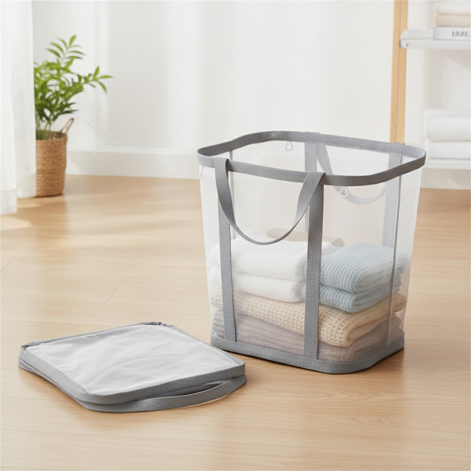 Panier à Linge Pliable en Maille – Sac Multiusage Respirant pour Linge, Plage et Voyage
