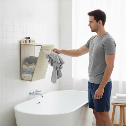 Panier à linge pliable adhésif mural - Organisateur multifonction pour vêtements