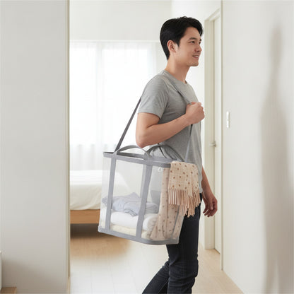 Panier à Linge Pliable en Maille – Sac Multiusage Respirant pour Linge, Plage et Voyage