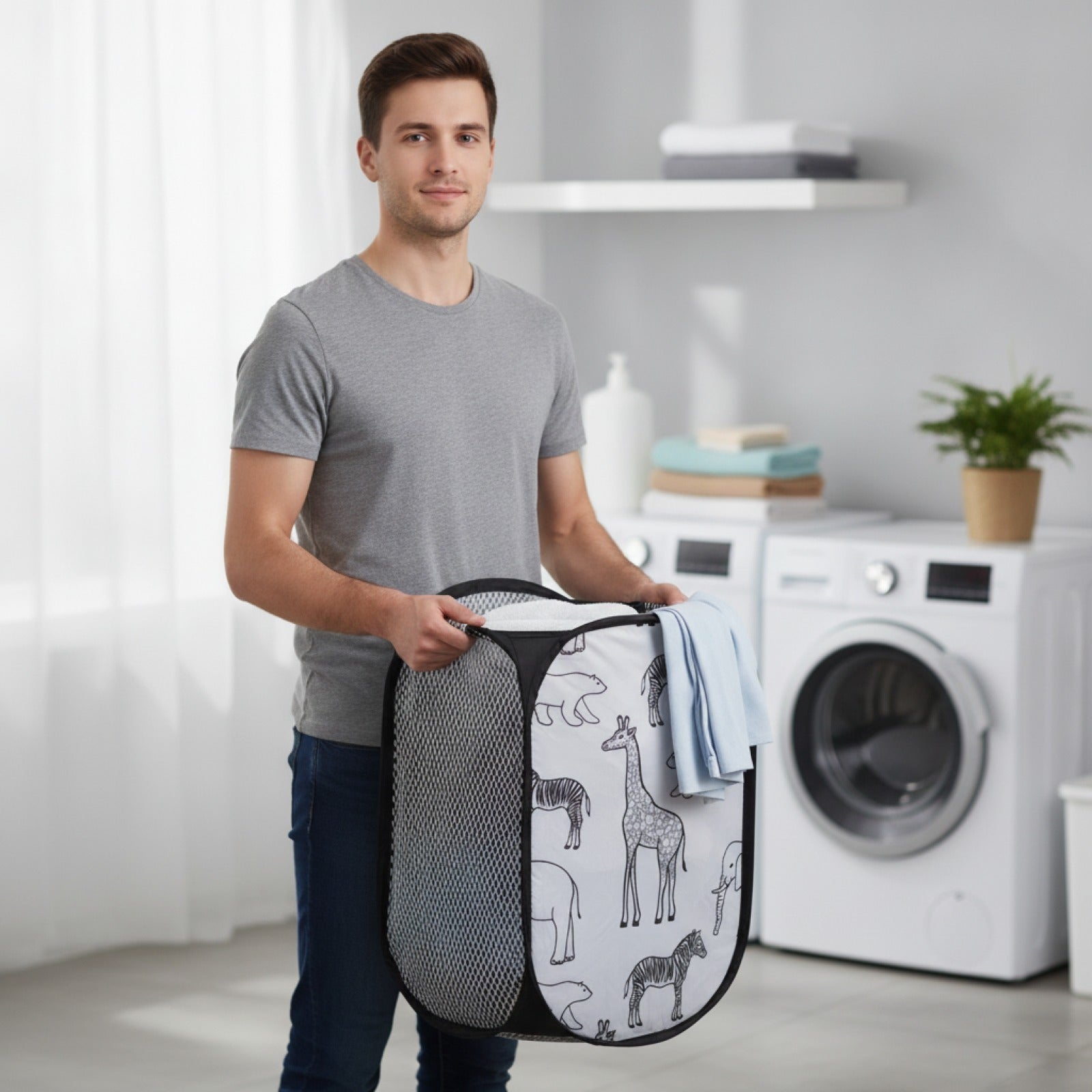 Panier à Linge Pliable et Organisateur pour Vêtements Sales - Solution de Rangement Maison