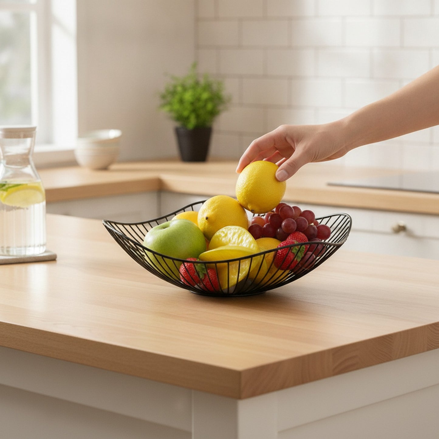 Panier à fruits rond en métal - Design simple et moderne