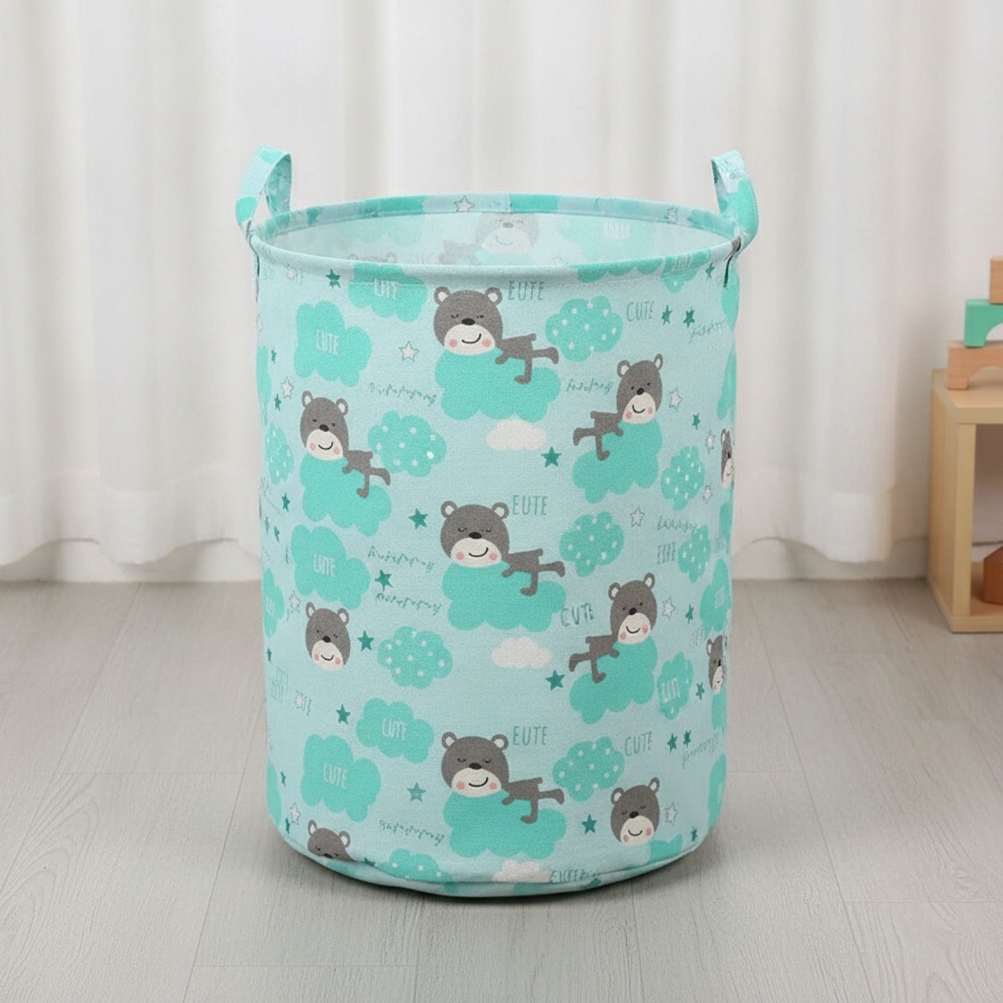 Panier à Linge Pliable Imprimé en Coton et Lin - Grand Sac de Rangement pour Jouets et Vêtements