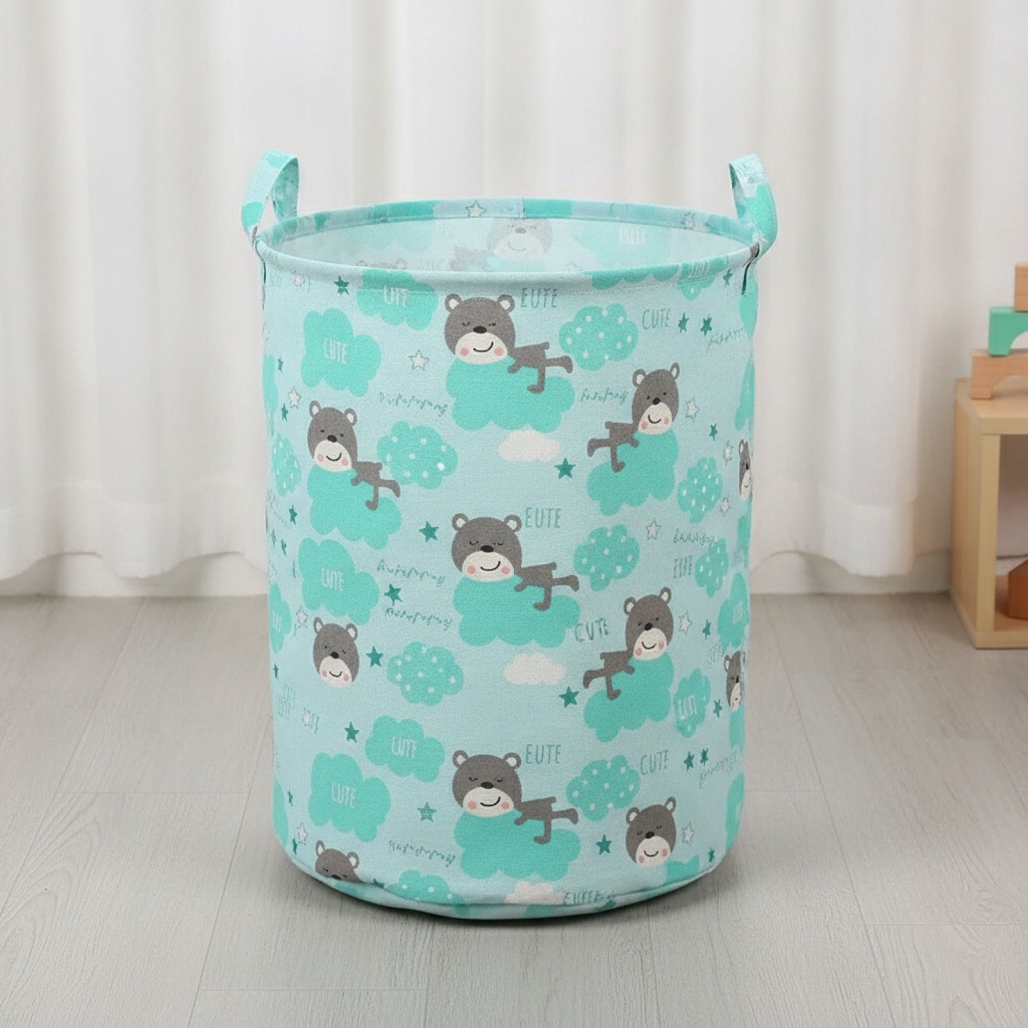 Panier à Linge Pliable Imprimé en Coton et Lin - Grand Sac de Rangement pour Jouets et Vêtements
