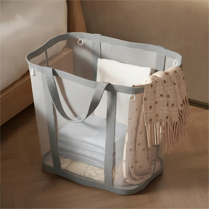 Panier à Linge Pliable en Maille – Sac Multiusage Respirant pour Linge, Plage et Voyage